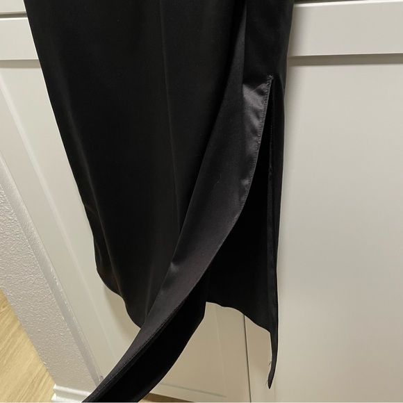 12th Tribe Pia Satin Rosette Full Length Halter Dress Black White Cream - Picture 6 of 15